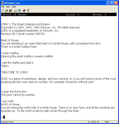 screen capture of Windows Frotz in action