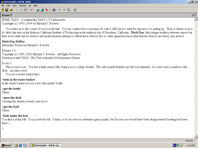 screen capture of HTML-TADS in action