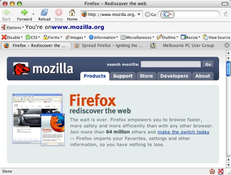 Screen capture of the Firefox interface