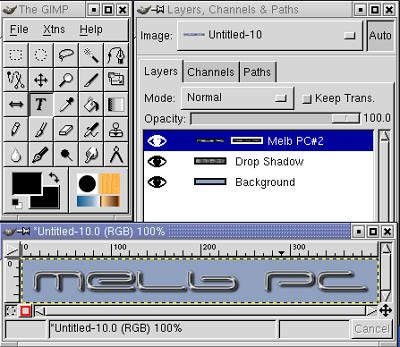 Screen capture of the GIMP interface